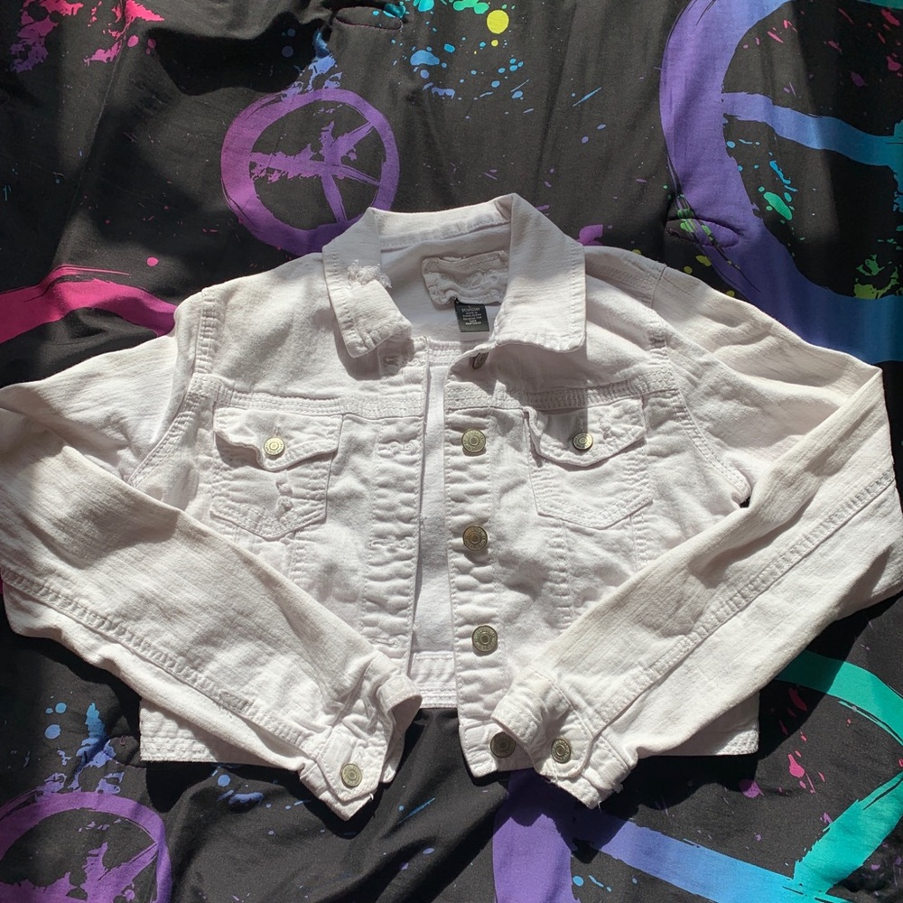 White Cropped Jean Jacket